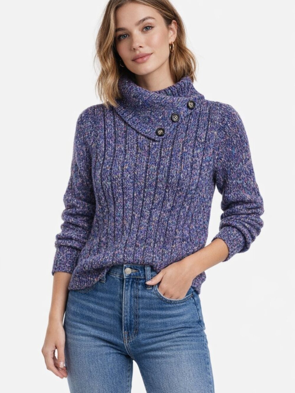 Dressbarn Asymmetrical Turtleneck Collared Sweater Size Med
